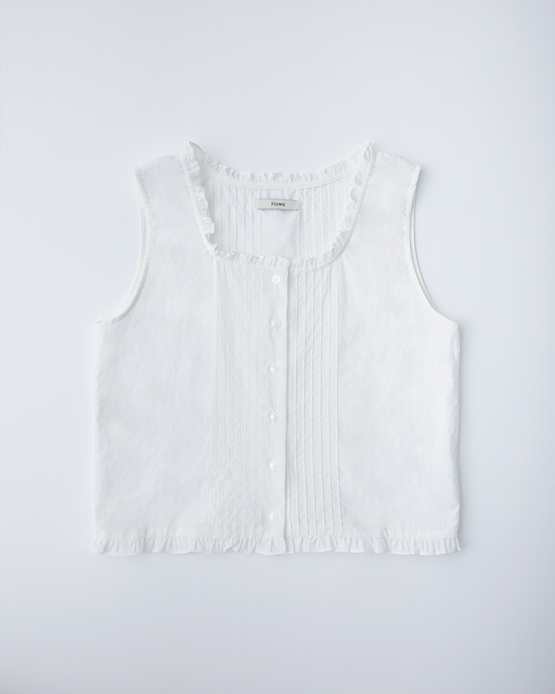 pintuck frill blouse_ivory